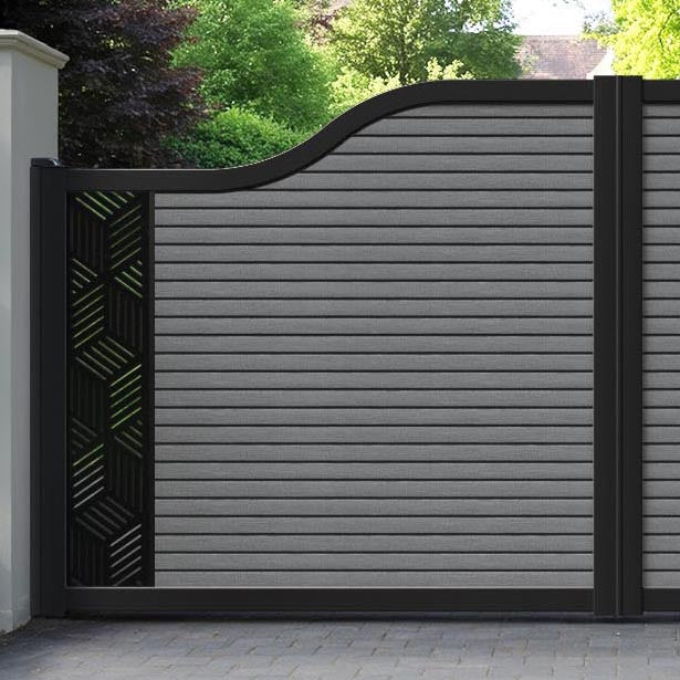 Hudson Cubed Curved Top Driveway Gate - Mid Grey - End Screen