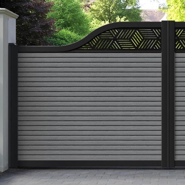 Hudson Cubed Curved Top Driveway Gate - Mid Grey - Top Screen