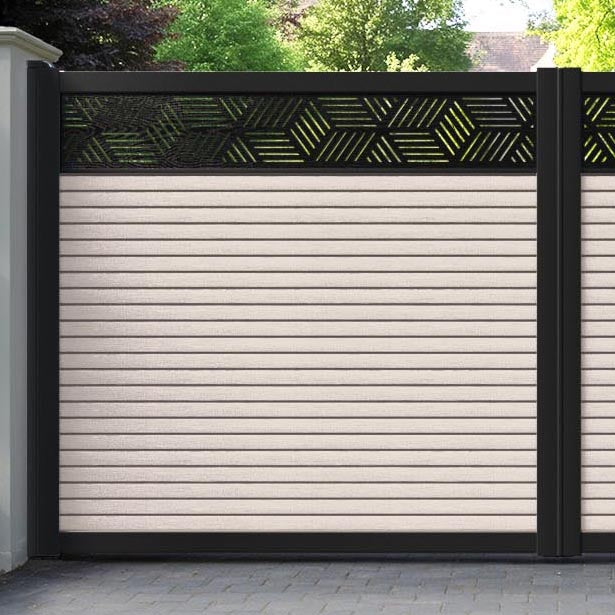 Hudson Cubed Straight Top Driveway Gate - Mid Stone - Top Screen