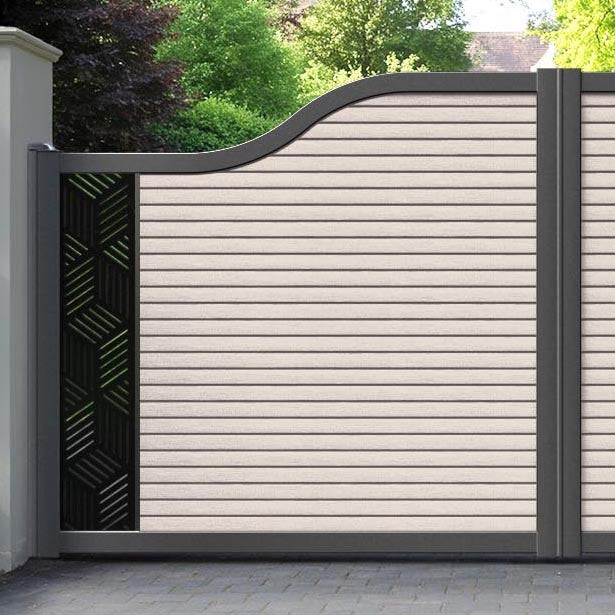 Hudson Cubed Curved Top Driveway Gate - Mid Stone - End Screen