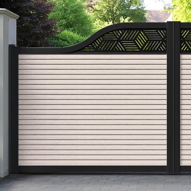 Hudson Cubed Curved Top Driveway Gate - Mid Stone - Top Screen