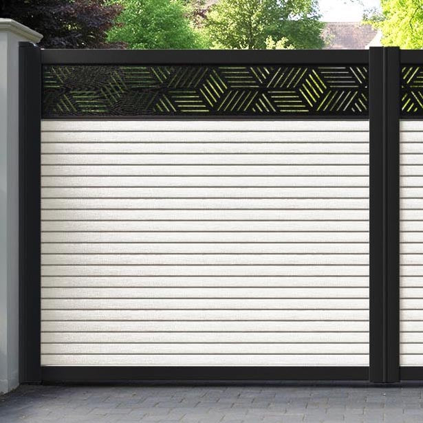 Hudson Cubed Straight Top Driveway Gate - Light Stone - Top Screen