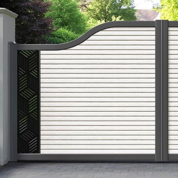 Hudson Cubed Curved Top Driveway Gate - Light Stone - End Screen