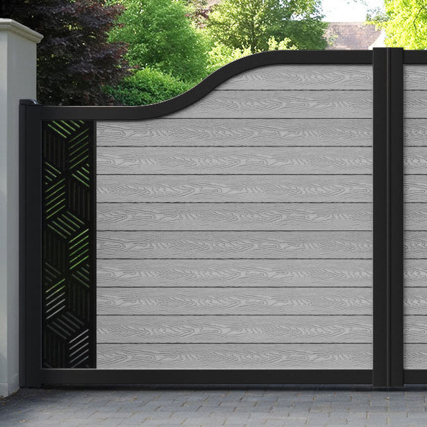 Classic Cubed Curved Top Driveway Gate - Light Grey - End Screen