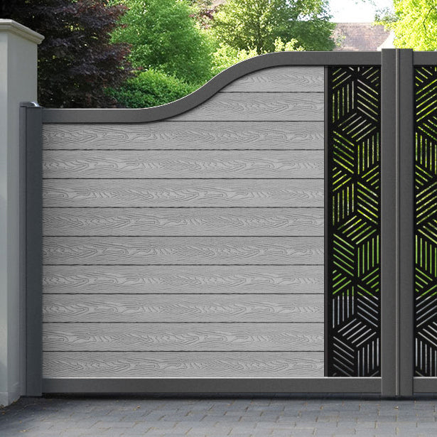 Classic Cubed Curved Top Driveway Gate - Light Grey - Middle Screen