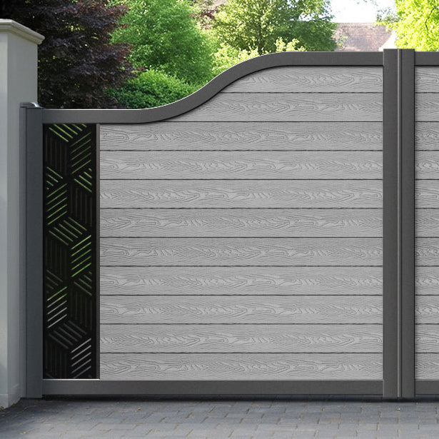 Classic Cubed Curved Top Driveway Gate - Light Grey - End Screen