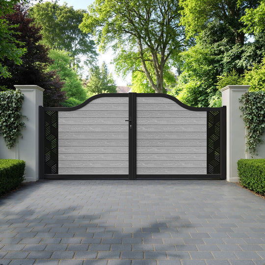 Classic Cubed Curved Top Driveway Gate - Light Grey - End Screen