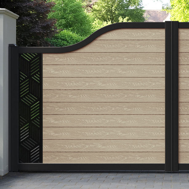 Classic Cubed Curved Top Driveway Gate - Light Oak - End Screen