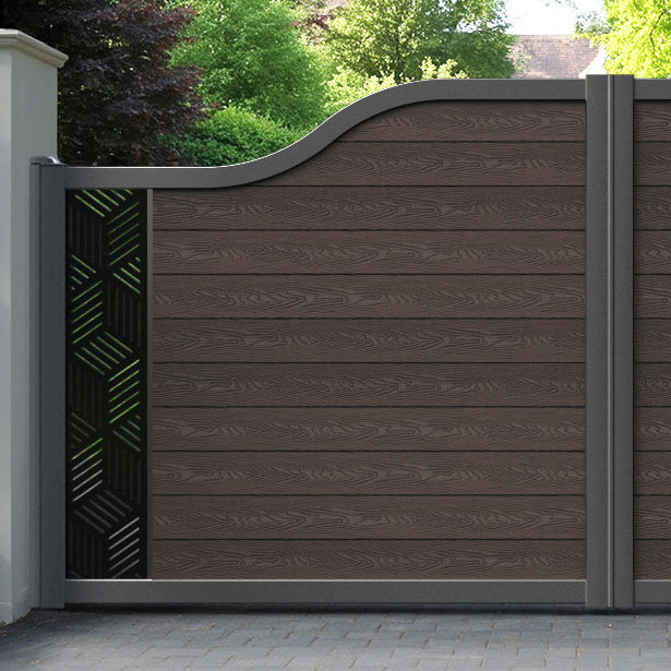 Classic Cubed Curved Top Driveway Gate - Mid Brown - End Screen