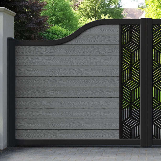 Classic Cubed Curved Top Driveway Gate - Mid Grey - Middle Screen
