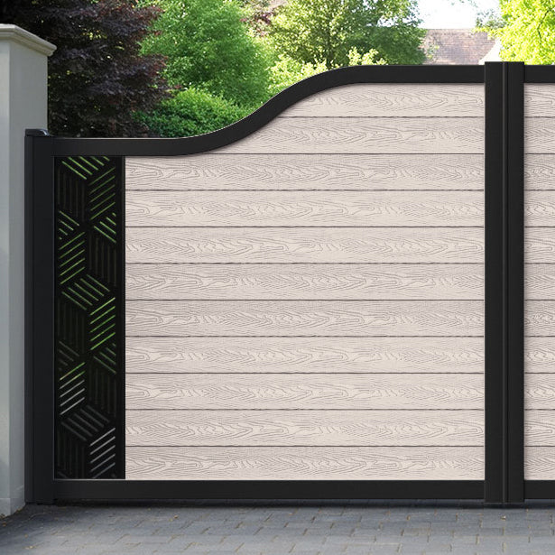 Classic Cubed Curved Top Driveway Gate - Mid Stone - End Screen
