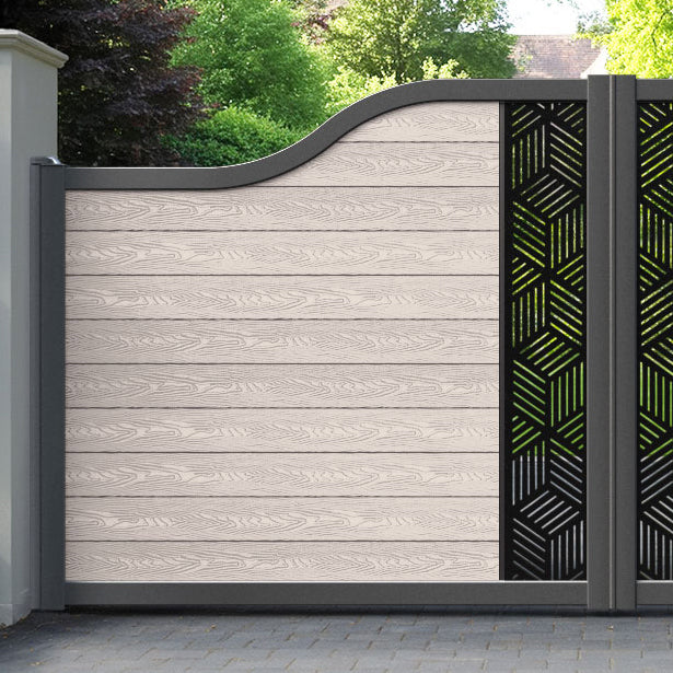 Classic Cubed Curved Top Driveway Gate - Mid Stone - Middle Screen