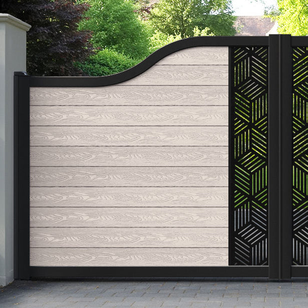Classic Cubed Curved Top Driveway Gate - Mid Stone - Middle Screen