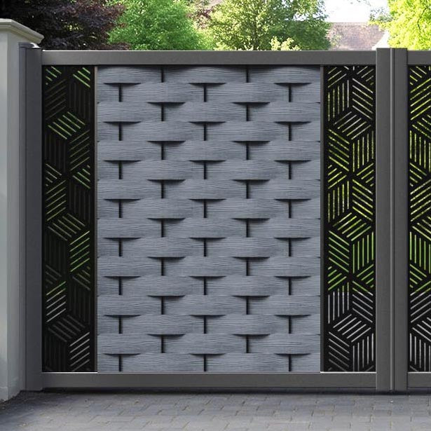 Ripple Cubed Straight Top Driveway Gate - Anthracite - Middle & End Screen