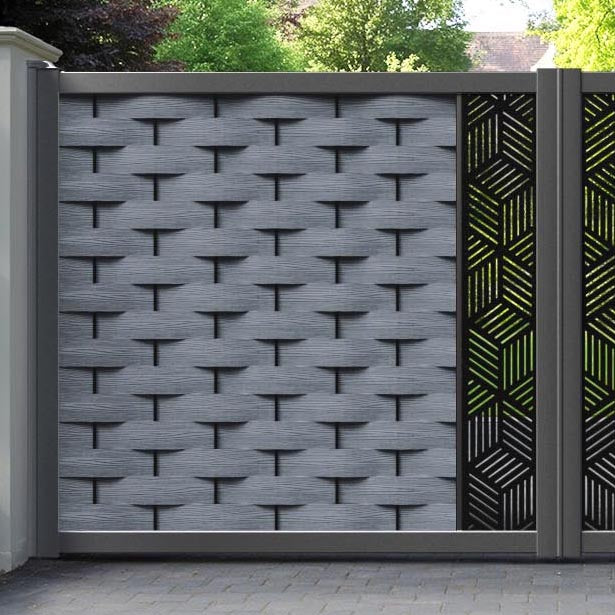 Ripple Cubed Straight Top Driveway Gate - Anthracite - Middle Screen