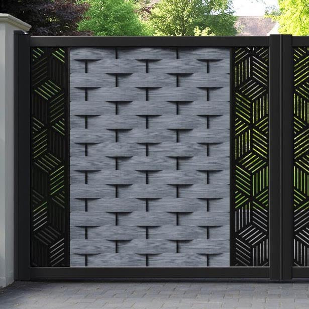 Ripple Cubed Straight Top Driveway Gate - Anthracite - Middle & End Screen