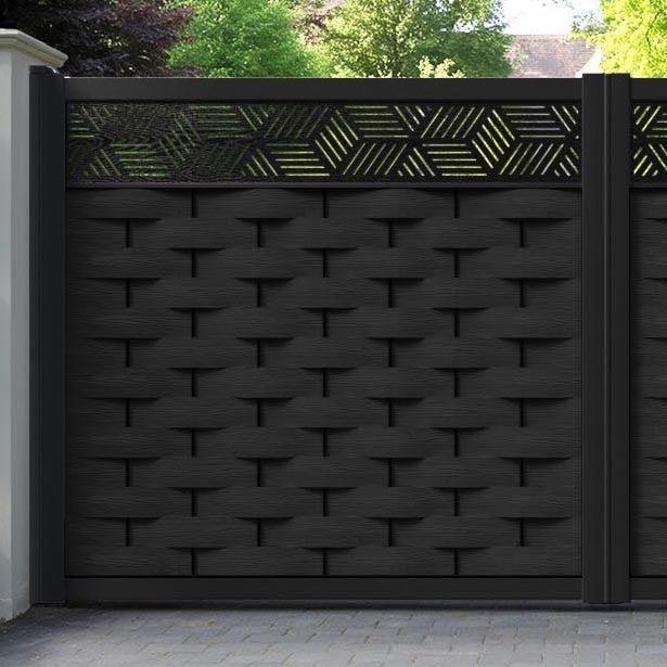 Ripple Cubed Straight Top Driveway Gate - Black - Top Screen