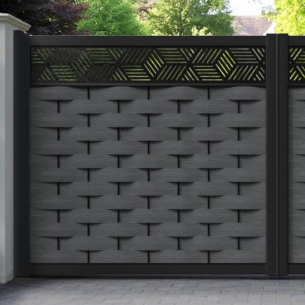 Ripple Cubed Straight Top Driveway Gate - Dark Grey - Top Screen