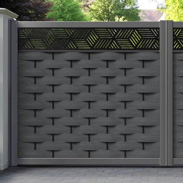 Ripple Cubed Straight Top Driveway Gate - Dark Grey - Top Screen
