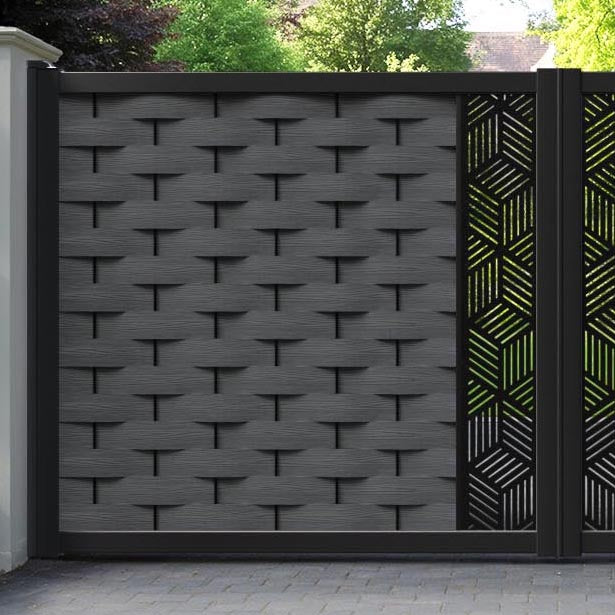 Ripple Cubed Straight Top Driveway Gate - Dark Grey - Middle Screen