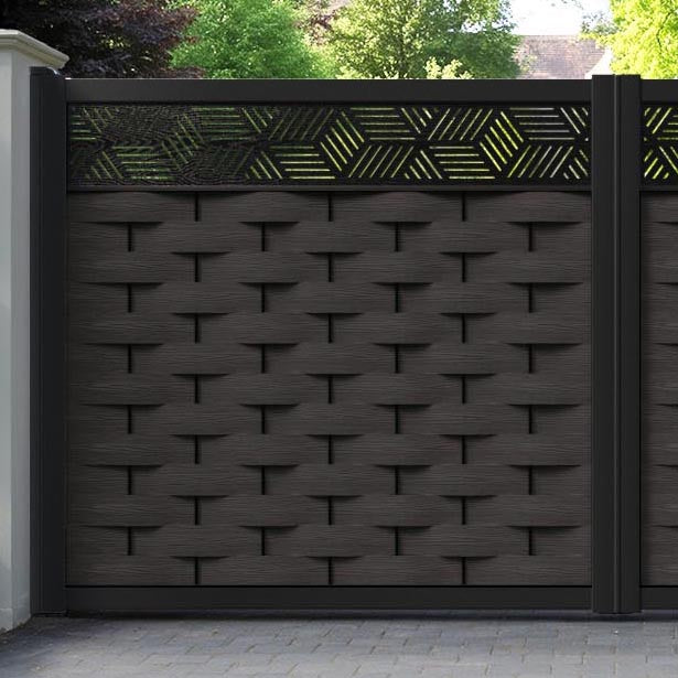 Ripple Cubed Straight Top Driveway Gate - Dark Oak - Top Screen