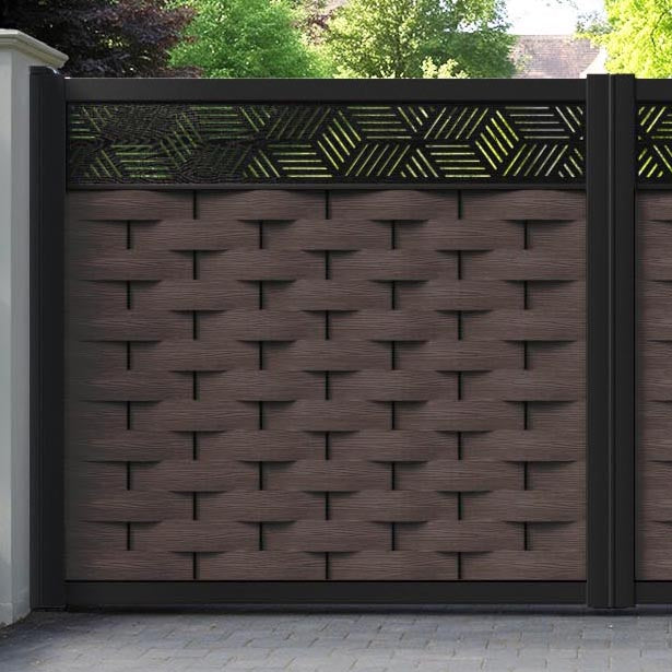 Ripple Cubed Straight Top Driveway Gate - Mid Brown - Top Screen