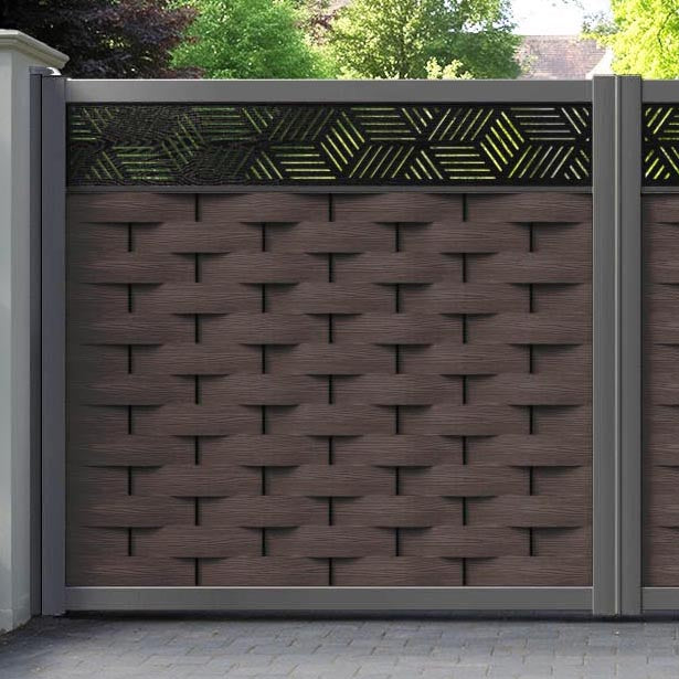 Ripple Cubed Straight Top Driveway Gate - Mid Brown - Top Screen