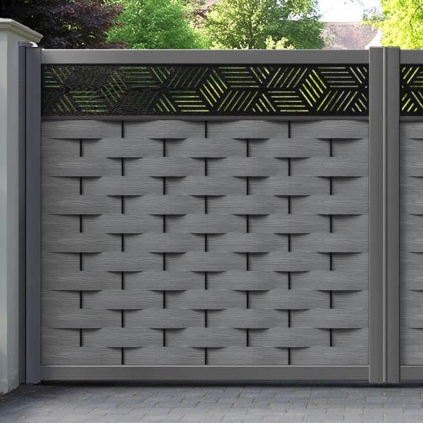 Ripple Cubed Straight Top Driveway Gate - Mid Grey - Top Screen