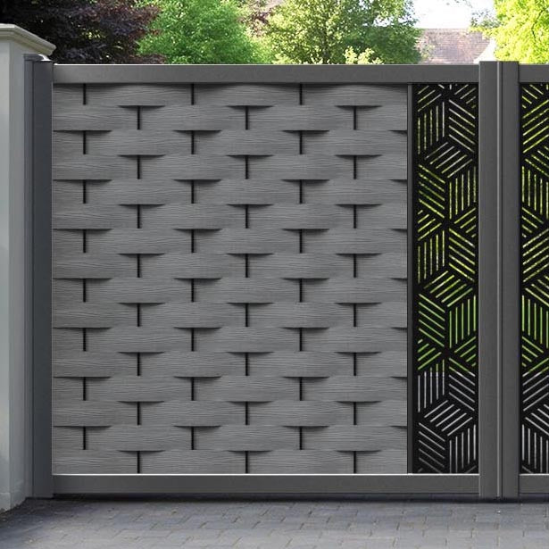 Ripple Cubed Straight Top Driveway Gate - Mid Grey - Middle Screen