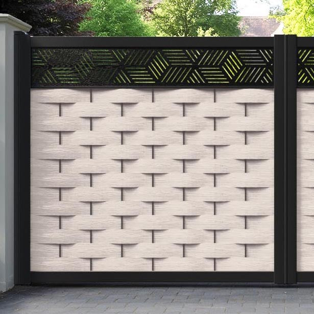 Ripple Cubed Straight Top Driveway Gate - Mid Stone - Top Screen