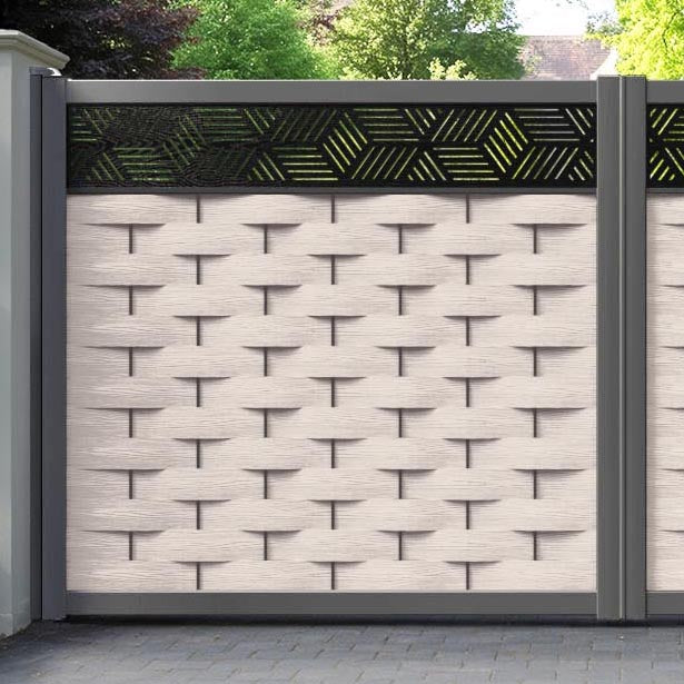 Ripple Cubed Straight Top Driveway Gate - Mid Stone - Top Screen