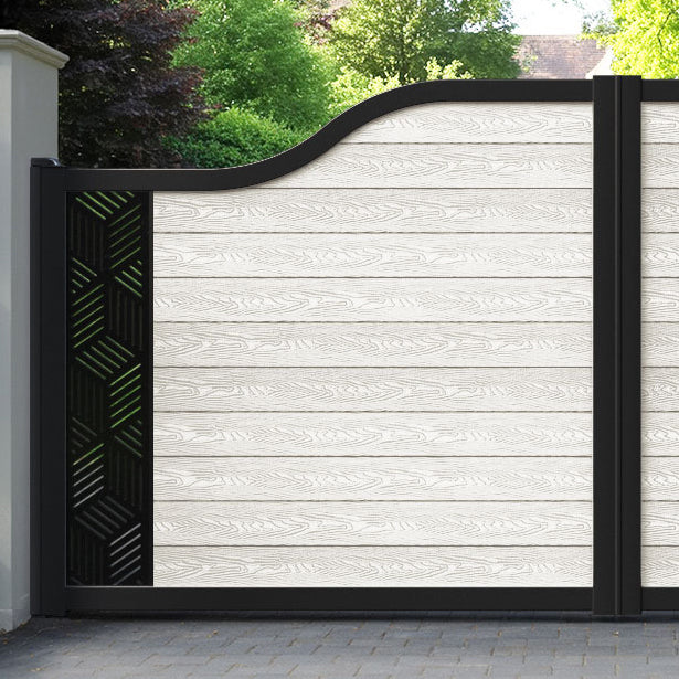 Classic Cubed Curved Top Driveway Gate - Light Stone - End Screen