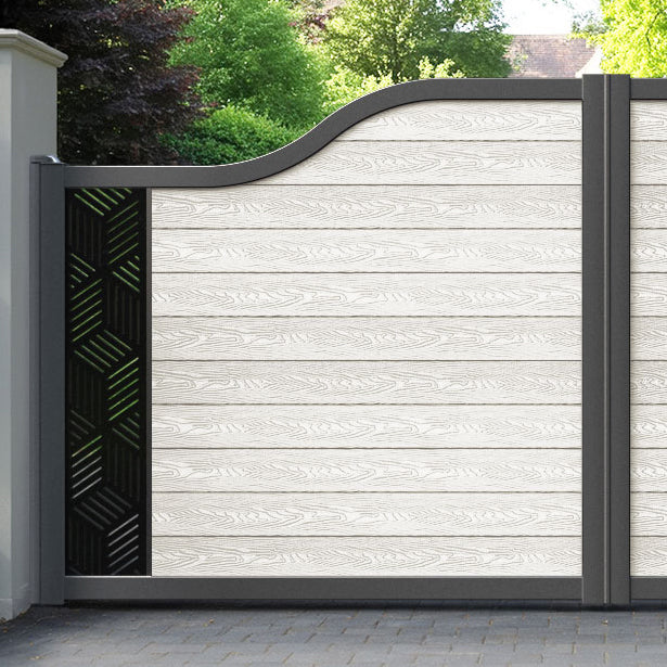 Classic Cubed Curved Top Driveway Gate - Light Stone - End Screen