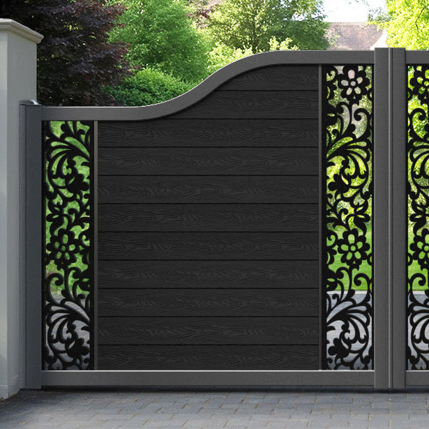 Classic Eden Curved Top Driveway Gate - Black - Middle & End Screen