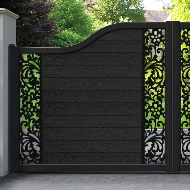 Classic Eden Curved Top Driveway Gate - Black - Middle & End Screen