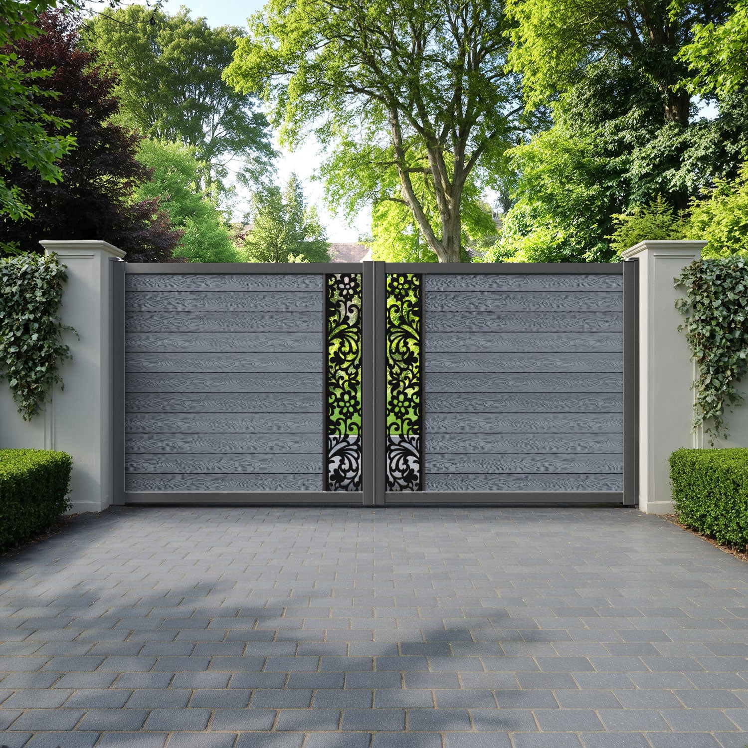 Classic Eden Straight Top Driveway Gate - Anthracite - Middle Screen