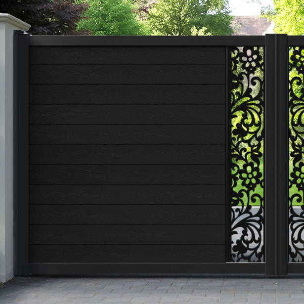 Classic Eden Straight Top Driveway Gate - Black - Middle Screen
