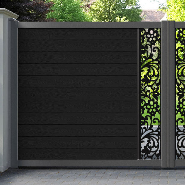 Classic Eden Straight Top Driveway Gate - Black - Middle Screen