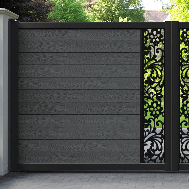 Classic Eden Straight Top Driveway Gate - Dark Grey - Middle Screen