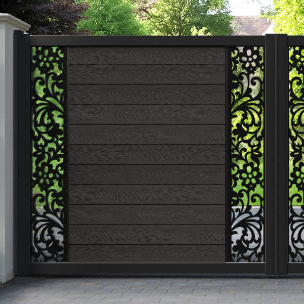Classic Eden Straight Top Driveway Gate - Dark Oak - Middle & End Screen
