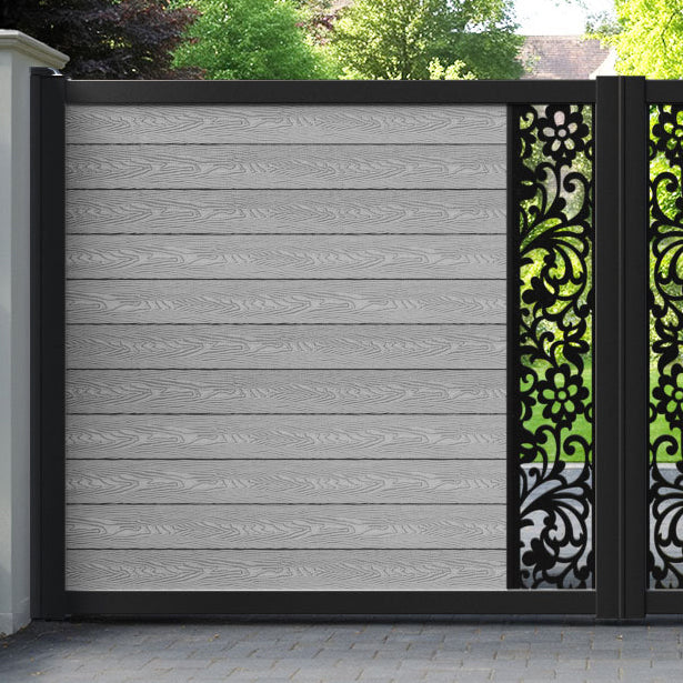 Classic Eden Straight Top Driveway Gate - Light Grey - Middle Screen