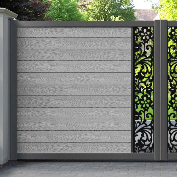 Classic Eden Straight Top Driveway Gate - Light Grey - Middle Screen