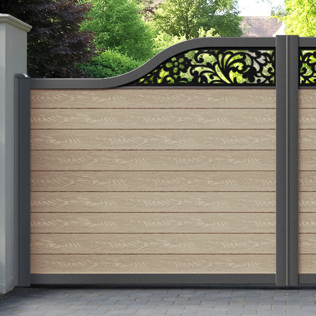 Classic Eden Curved Top Driveway Gate - Light Oak - Top Screen