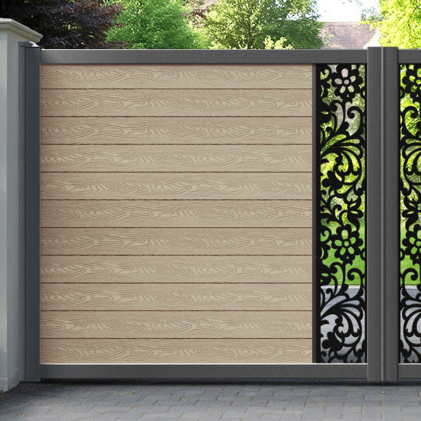 Classic Eden Straight Top Driveway Gate - Light Oak - Middle Screen