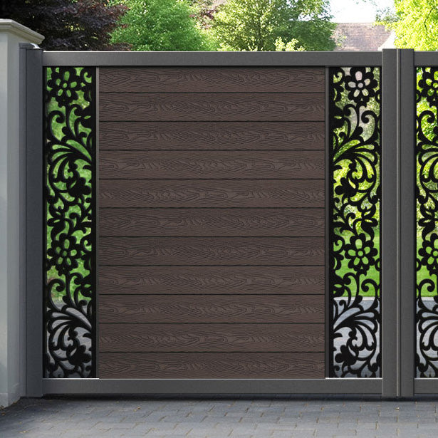 Classic Eden Straight Top Driveway Gate - Mid Brown - Middle & End Screen