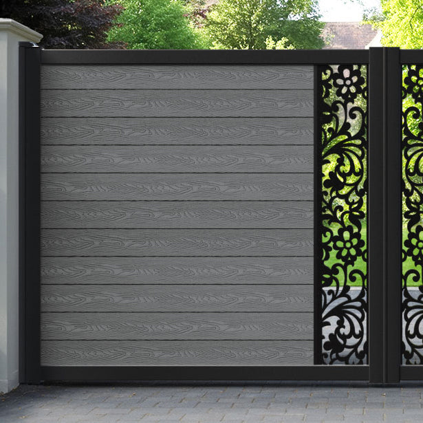 Classic Eden Straight Top Driveway Gate - Mid Grey - Middle Screen
