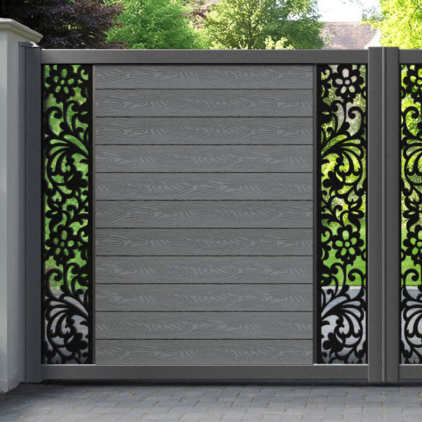 Classic Eden Straight Top Driveway Gate - Mid Grey - Middle & End Screen