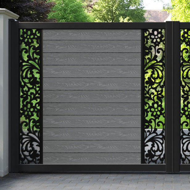 Classic Eden Straight Top Driveway Gate - Mid Grey - Middle & End Screen