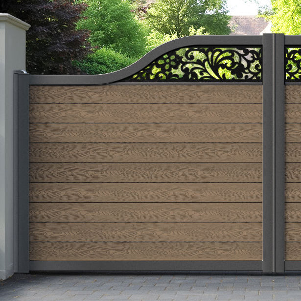 Classic Eden Curved Top Driveway Gate - Teak - Top Screen