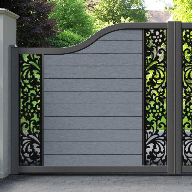 Fusion Eden Curved Top Driveway Gate - Anthracite - Middle & End Screen